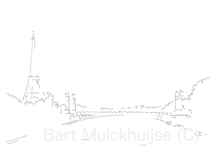 Tekening-Parijs-Eiffel-Seine